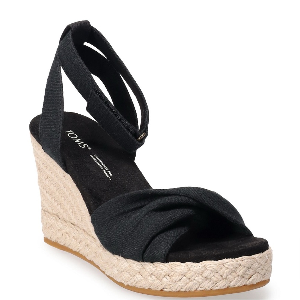 TOMS Women's Black Wedge Sandals